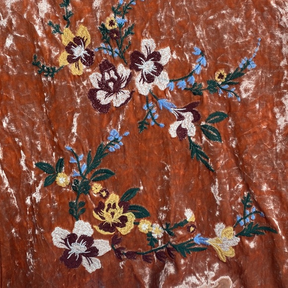 Blu Pepper Velvet off shoulder embroidered dress | Sz S - Picture 8 of 8